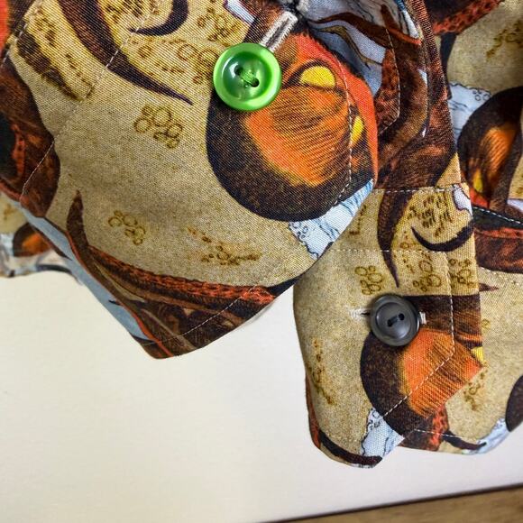 Eton Dress Shirt Mens 39 Medium Slim Fit Tan Long Sleeve Button Up Octopus - Picture 10 of 11